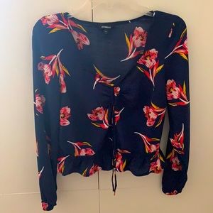 Express Navy Floral Blouse